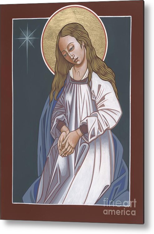 mother Of God Waiting In Adoration Pregnant Mary Metal Print featuring the painting Mother of God Waiting in Adoration 248 by William Hart McNichols
