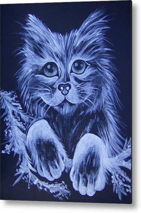 Cat Metal Print featuring the painting Mr. Kitty by Leslie Manley