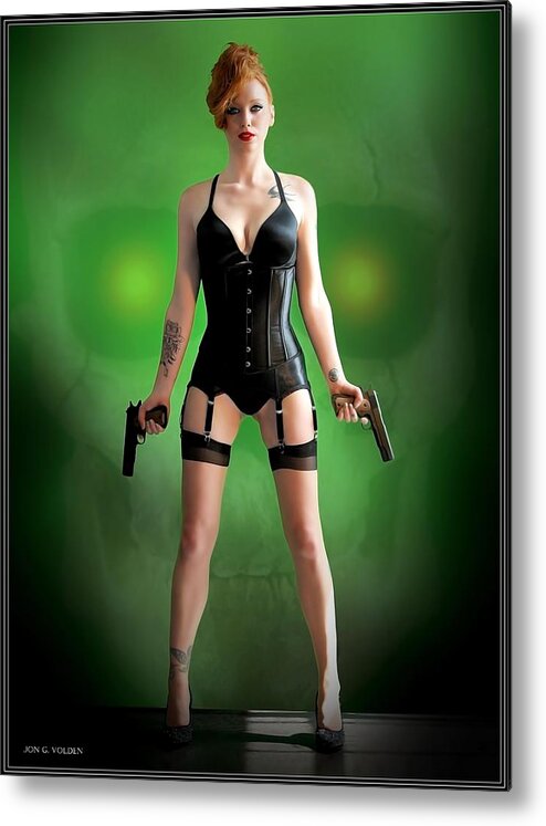 Fantasy Female Metal Print featuring the painting Ms 45cal by Jon Volden