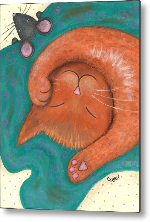 Cat Metal Print featuring the painting Nap Time by Carol Neal