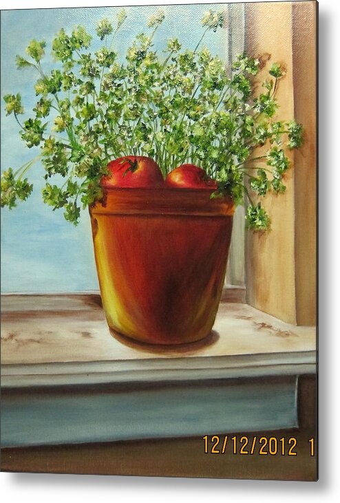 Parsley Metal Print featuring the painting Neighborly Sharecropping --SOLD by Susan Dehlinger
