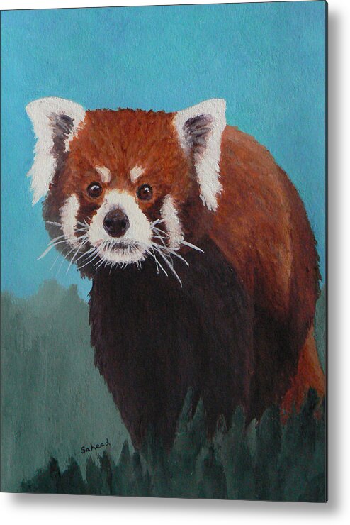 Red Panda Metal Print featuring the painting Nepalese Forest Dweller by Margaret Saheed