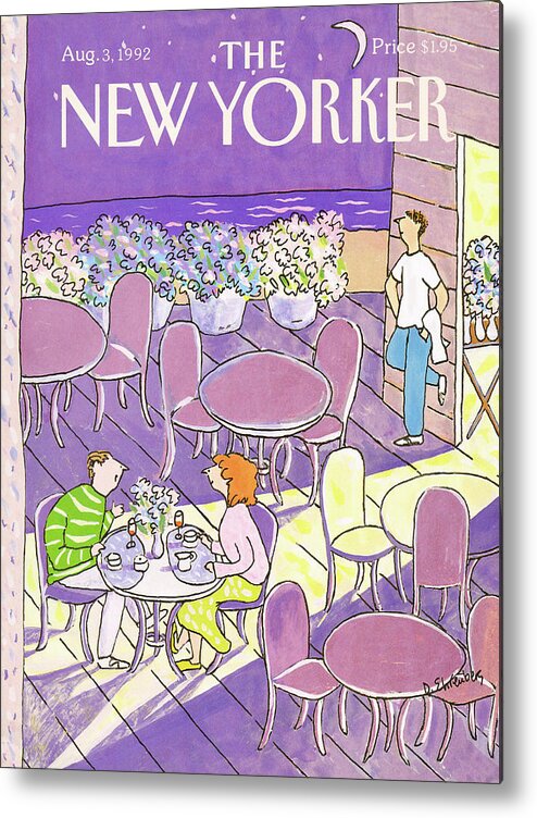 Dining Metal Print featuring the painting New Yorker August 3rd, 1992 by Devera Ehrenberg