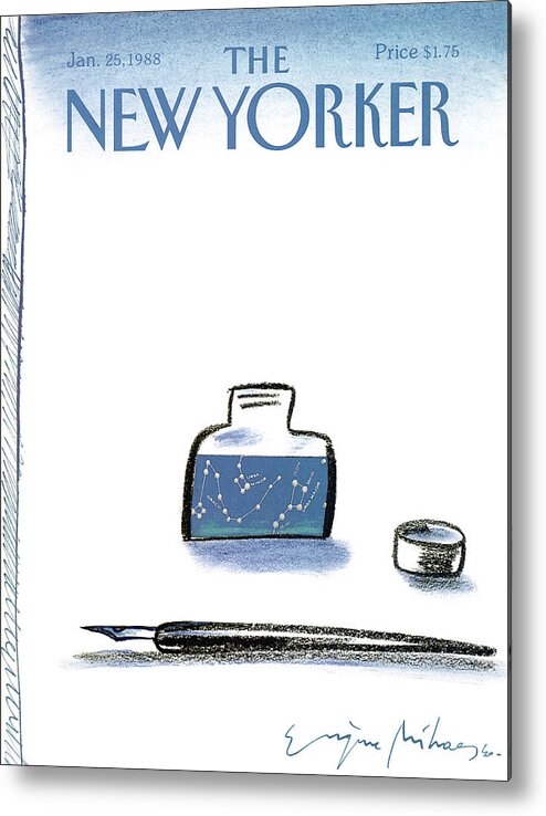 Pen Metal Print featuring the painting New Yorker January 25th, 1988 by Eugene Mihaesco