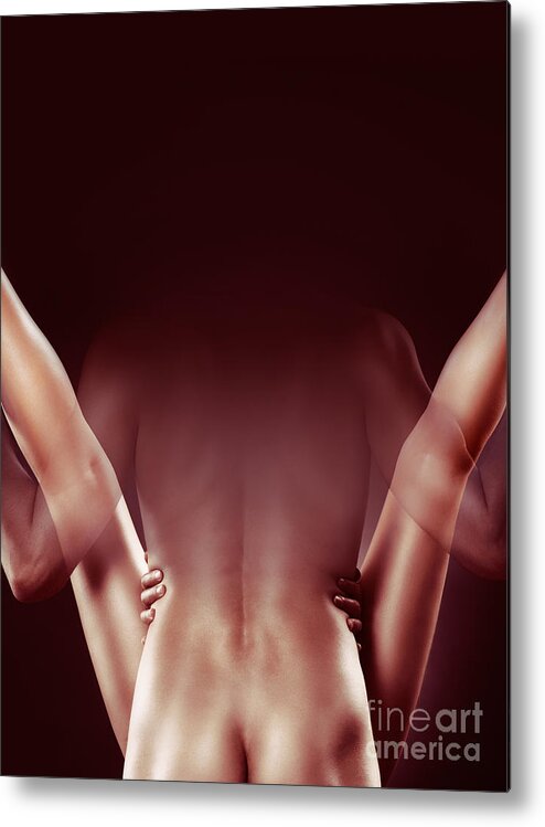 Making Love Metal Print featuring the photograph Nude couple making love paranormal concept by Maxim Images Exquisite Prints