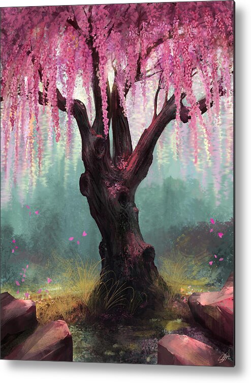 Cherry Blossom Tree Metal Print featuring the digital art Ode To Spring by Steve Goad
