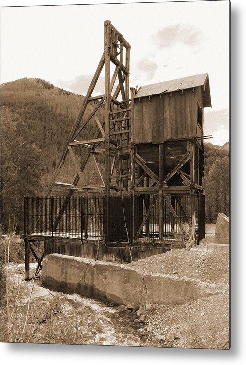 Sepia Metal Print featuring the photograph Old Mine Sepia by Alan Socolik