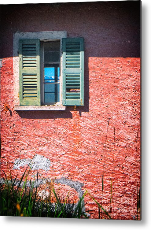 Architecture Metal Print featuring the photograph Old window with reflection by Silvia Ganora