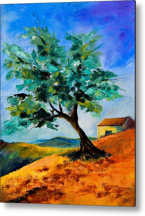 Olive Metal Print featuring the painting Olive Tree on the Hill by Elise Palmigiani
