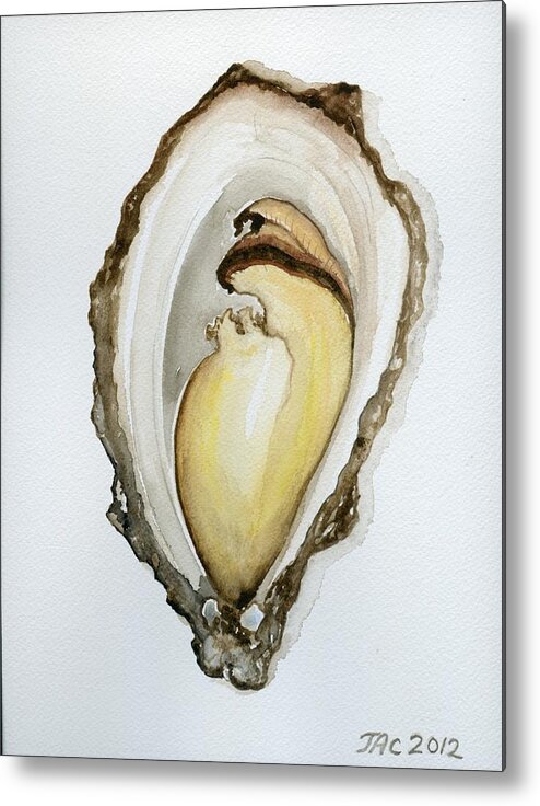 Wellfleet Oyster Metal Print featuring the painting Open Oyster #3 by Jennifer Creech