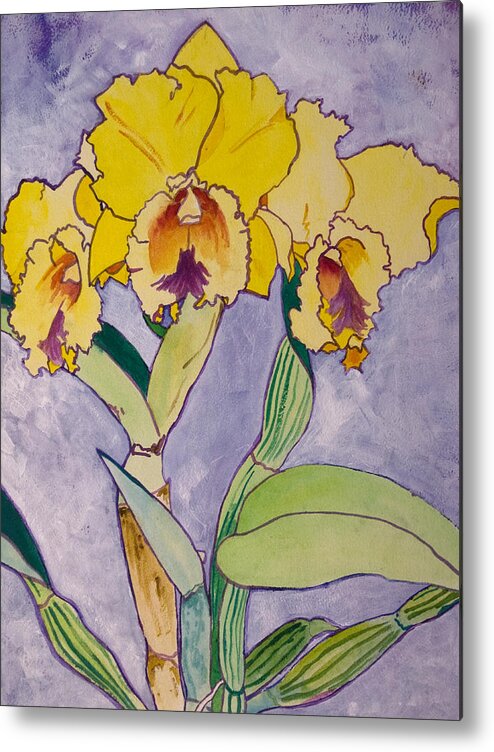 Orchid Metal Print featuring the painting Orchid Study by Terry Holliday