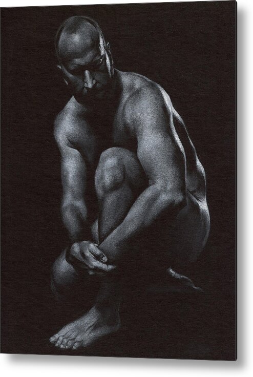 Male Metal Print featuring the drawing Oscuro 10 by Chris Lopez