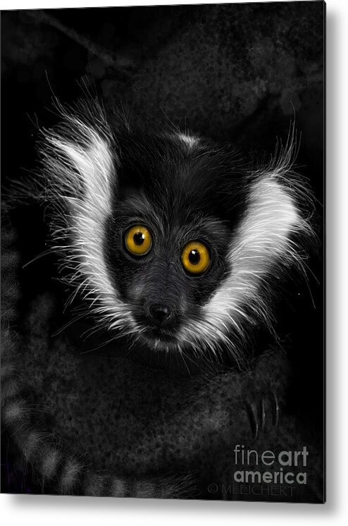 Lemur Metal Print featuring the digital art Out Of The Dark by Mary Eichert