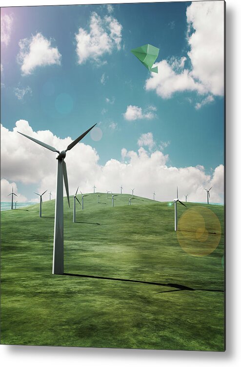 Scenics Metal Print featuring the photograph Paper Airplane Flying Above The Wind by Hiroshi Watanabe