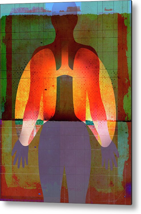 Abstract Metal Print featuring the photograph Particles Inside Of Glowing Lungs by Ikon Ikon Images
