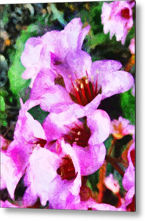 Pink Metal Print featuring the digital art Party Flowers by Steve Taylor