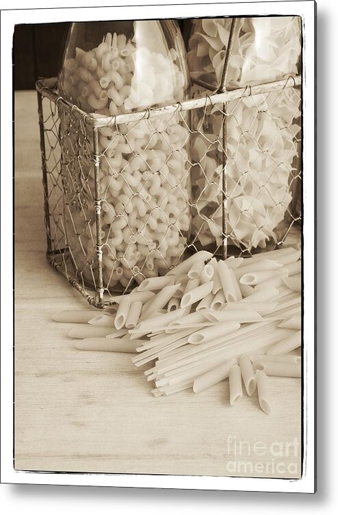 Basket Metal Print featuring the photograph Pasta Sepia Toned by Edward Fielding
