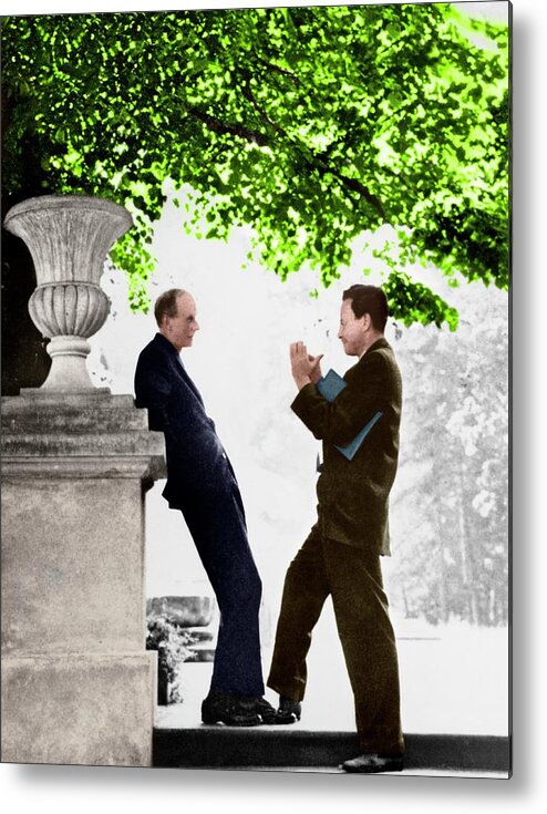1933 Metal Print featuring the photograph Paul Dirac And Richard Feynman by Photograph A. John Coleman, Copyright Status Unknown. Coloured By Science Photo Library From A Monochrome Courtesy Of Physics Today Collection, American Institute Of Physics