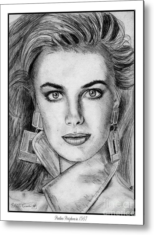 Paulina Porizkova Metal Print featuring the drawing Paulina Porizkova in 1987 by J McCombie