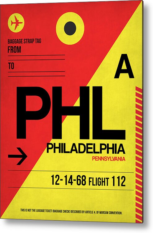 Philadelphia Metal Print featuring the digital art Philadelphia Luggage Poster 2 by Naxart Studio