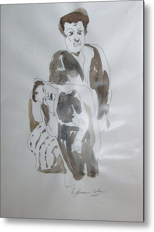 Pieta In Mother's Arms Metal Print featuring the painting Pieta in Mother's Arms by Esther Newman-Cohen