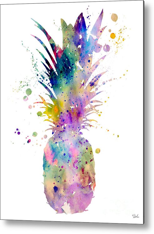 Pineapple Watercolor Print Metal Print featuring the painting Pineapple by Watercolor Girl