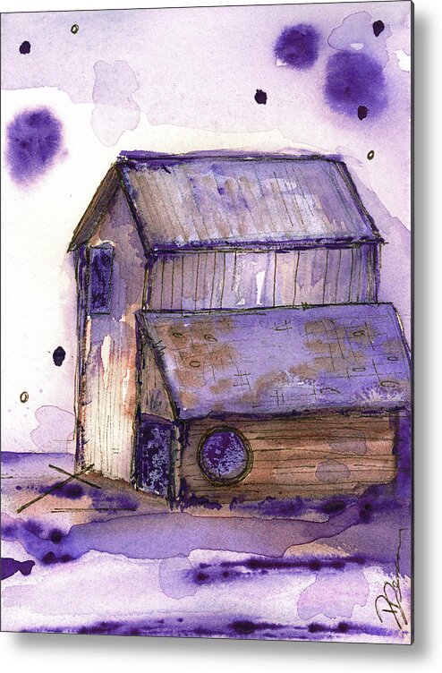 Barn Metal Print featuring the painting Purple Barn Art by Dawn Derman