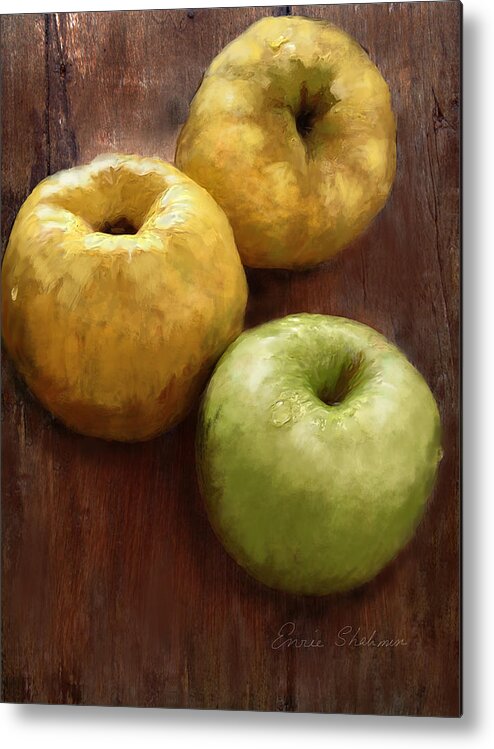 Fruit Metal Print featuring the painting Quince and Apple Still Life by Portraits By NC