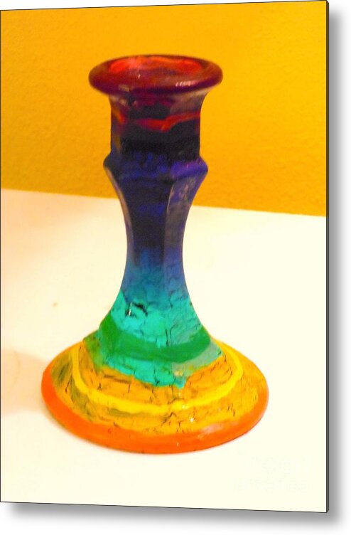Rainbow Metal Print featuring the painting Rainbow Candlestick by Genevieve Esson