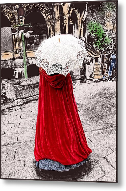 Red Cape Metal Print featuring the digital art Red and White Walking by Kae Cheatham