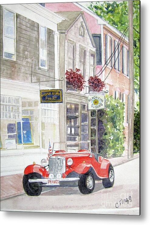 Red Metal Print featuring the painting Red Car by Carol Flagg
