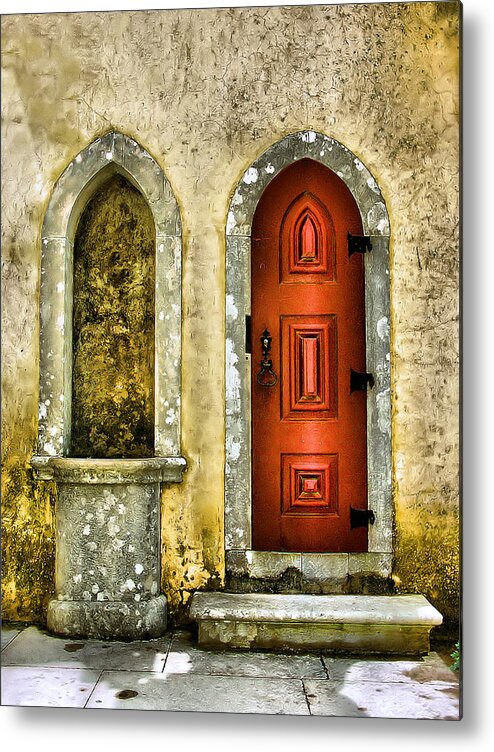 Medieval Metal Print featuring the photograph Red Door of the Medieval Castle of Sintra by David Letts