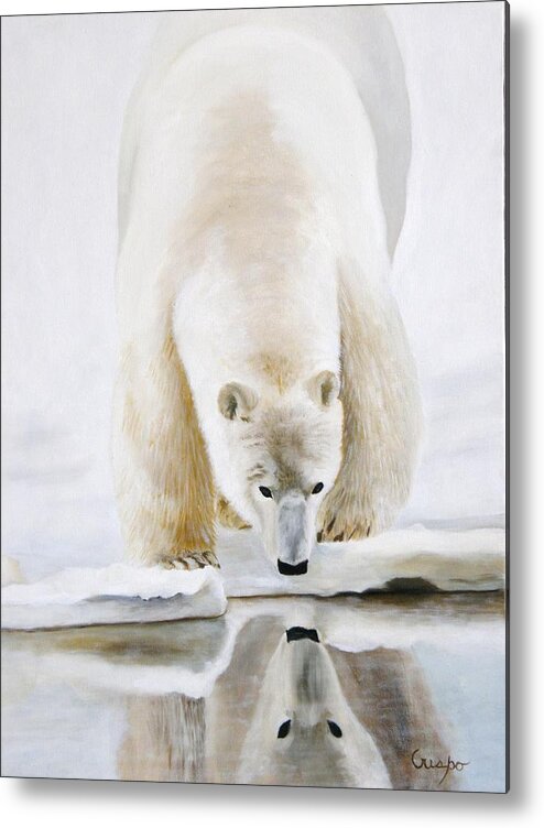 Bear Metal Print featuring the painting Reflexion On A Reflection by Jean Yves Crispo
