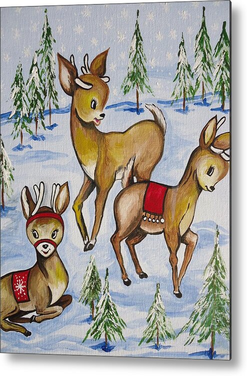 Reindeer Metal Print featuring the painting Reindeer by Leslie Manley