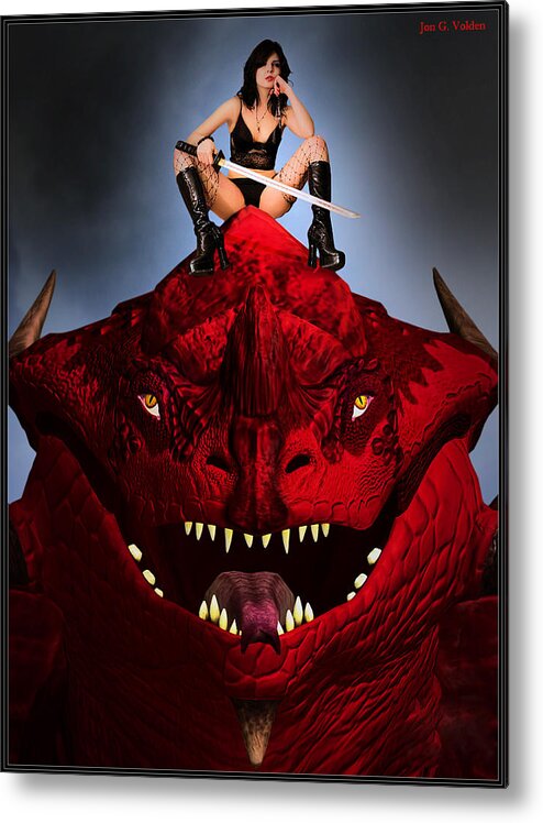 Dragon Metal Print featuring the painting Riddle Me This by Jon Volden