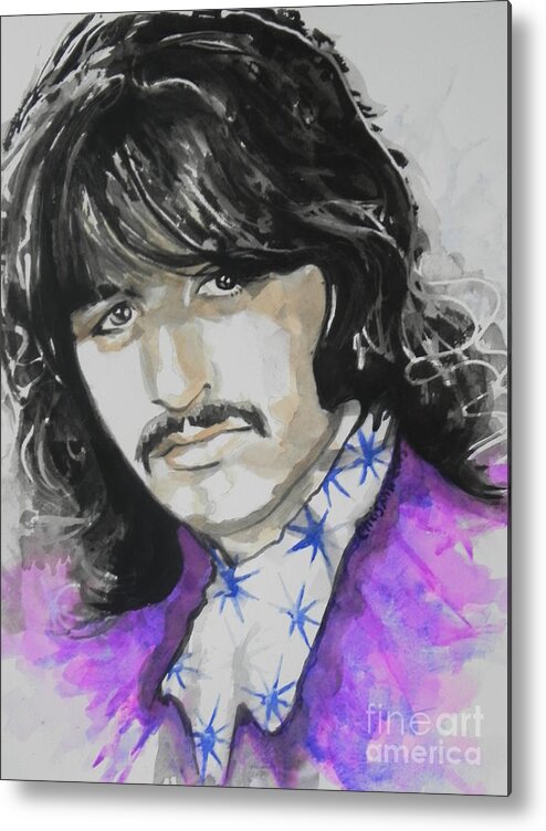 Watercolor Painting Metal Print featuring the painting Ringo Starr. 01 by Chrisann Ellis