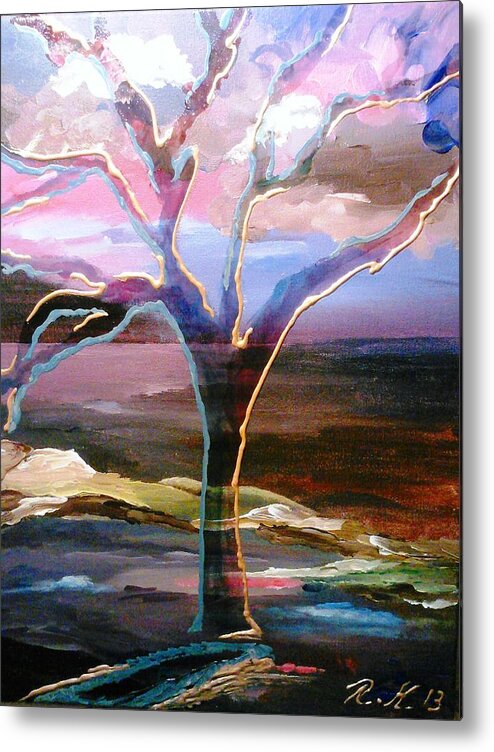 Landscape Metal Print featuring the painting Robust Tree by Ray Khalife