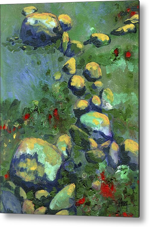 Rock Garden Metal Print featuring the painting Rocks by Stan Kwong