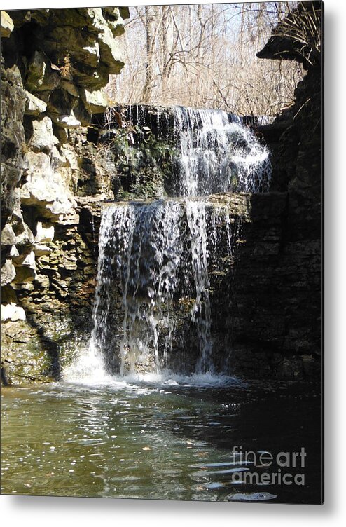 Rocky Dublin Double Waterfall Metal Print featuring the photograph Rocky Dublin Double Waterfall by Paddy Shaffer