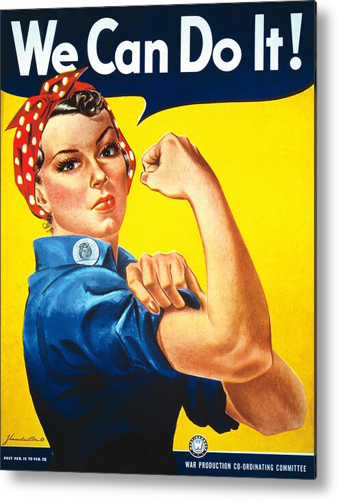 Vintage Poster Metal Print featuring the digital art Rosie the Riveter by Georgia Clare