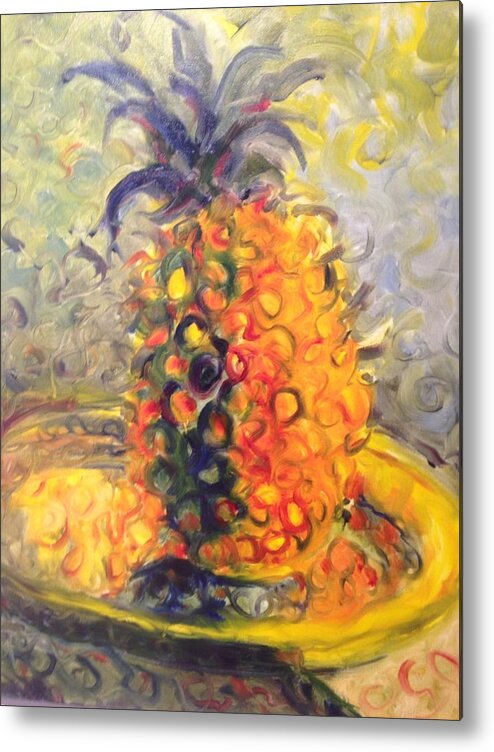 Still Life Metal Print featuring the painting Rugged Orange by Karen Carmean