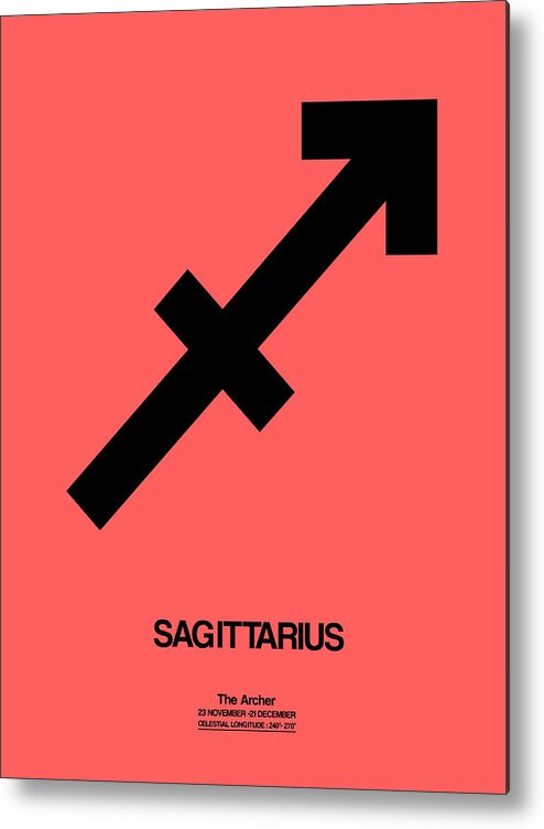 Sagittarius Metal Print featuring the digital art Sagittarius Zodiac Sign Black by Naxart Studio