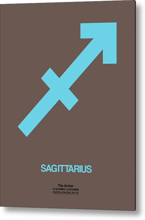 Sagittarius Metal Print featuring the digital art Sagittarius Zodiac Sign Blue by Naxart Studio