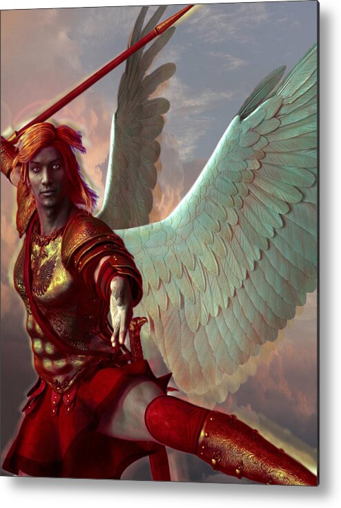 Saint Gabriel Metal Print featuring the painting Saint Gabriel the Archangel by Suzanne Silvir