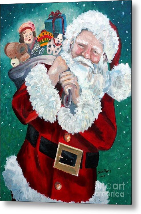 Santa Metal Print featuring the painting Santa's Coming to Town by Julie Brugh Riffey