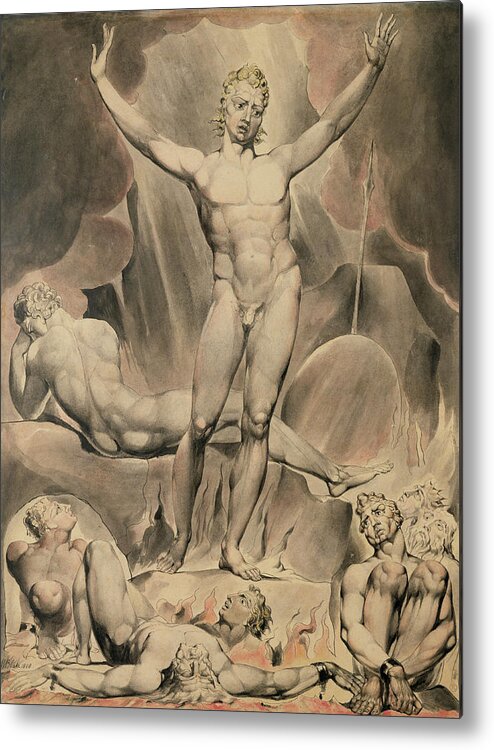 Old Testament Metal Print featuring the painting Satan Arousing The Rebel Angels, 1808 by William Blake