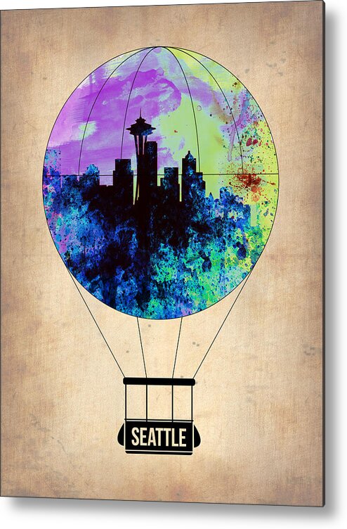 Seattle Metal Print featuring the painting Seattle Air Balloon by Naxart Studio