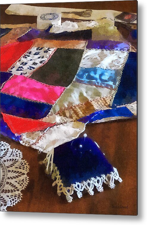 Quilt Metal Print featuring the photograph Sewing - Making a Quilt by Susan Savad