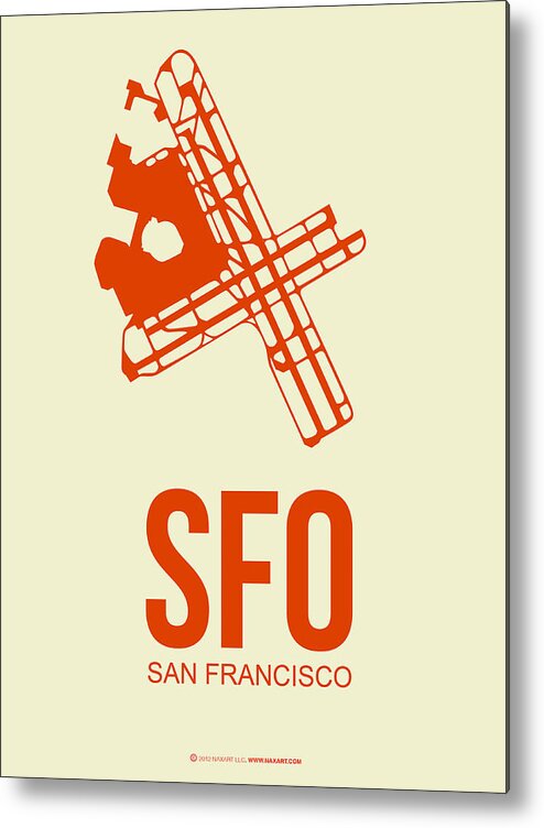 San Francisco Metal Print featuring the digital art SFO San Francisco Airport Poster 1 by Naxart Studio