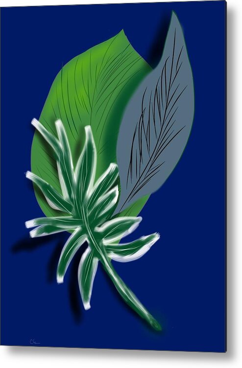 Botantical Metal Print featuring the digital art Silver Leaf and Fern I by Christine Fournier